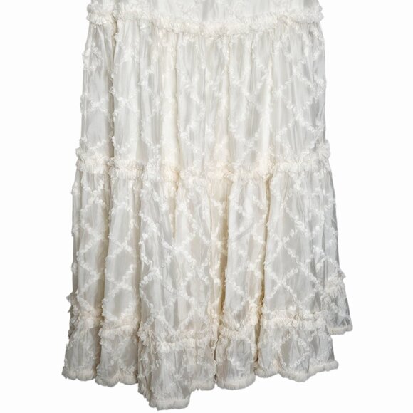 Alexis Rasa Dress Natural Ivory Midi Tiered Fringe Size L - Picture 6 of 12